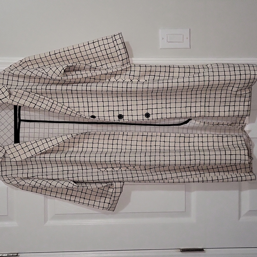 Topshop Black and White Grid Pattern Coat